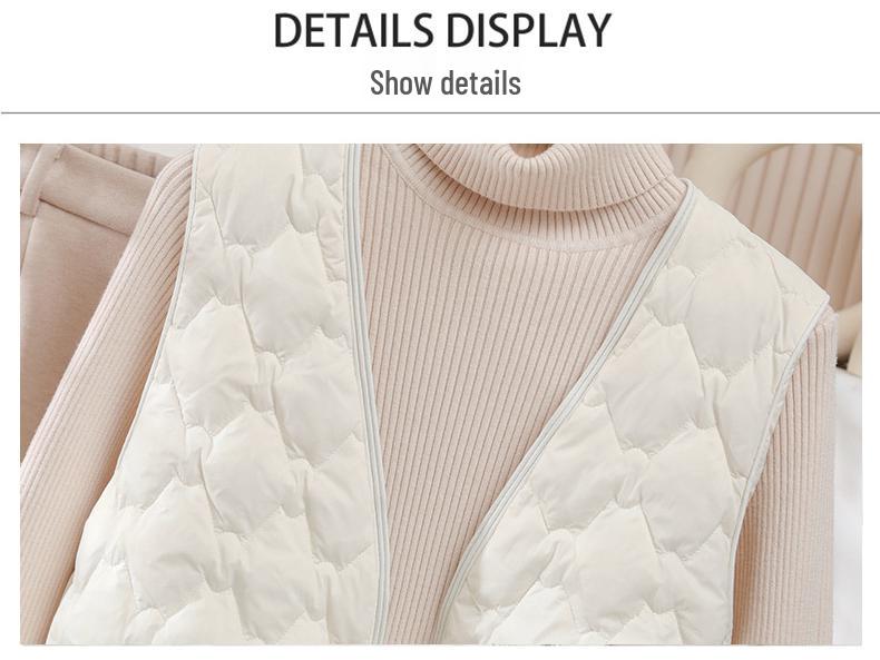 2025 High-End Lightweight Warm V-Neck Down Vest - 90% White Duck Down, Versatile Fashion Gilet for Autumn/Winter