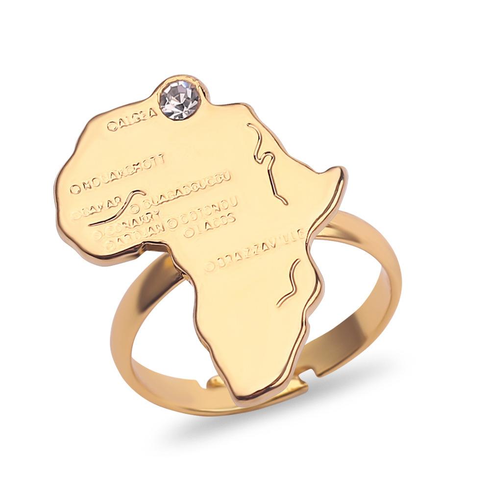 Design Africa Map Shape Ring, Versatile World Map Ring, Ring Jewelry for Men and Women