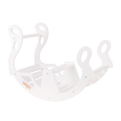 KiddyMoon Wooden Rocker for Kids Multifunctional Arch Wooden Toy Climbing Play Arch for Children, Wr-001, White