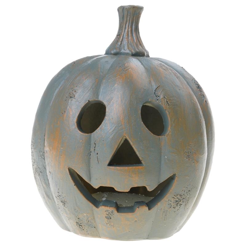 

Resin Pumpkin Lantern with Hand-Carved Details Outdoor Indoor Autumn Festival Decoration Party Supplies серый