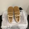 Retro Doudou shoes women's 2025 winter new fleece thickened casual soft-soled fluffy shoes one-pedal flat cotton shoes