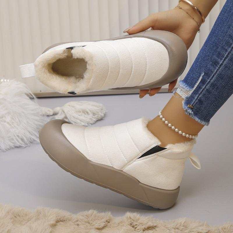 Women's Korean Style Thick-Soled Bread Shoes – Fleece-Lined, Plush, Warm Snow Boots, Lazy Cotton-Padded Loafers for Winter