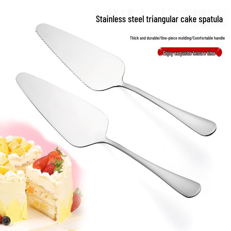 Stainless Steel Cake Server & Fruit Fork Set with Cheese Slicer, Pizza Peel, Ice Cream, Birthday & Mooncake Knives