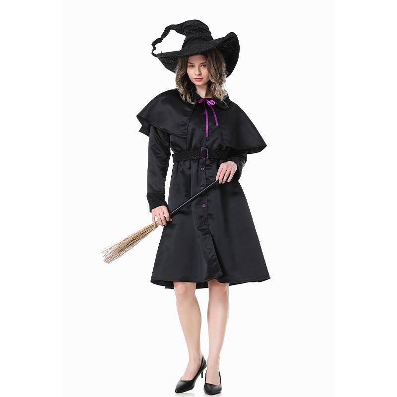 New Halloween Adult Women's Clothes Witch Wizard Dress Set Stage Performance Costumes