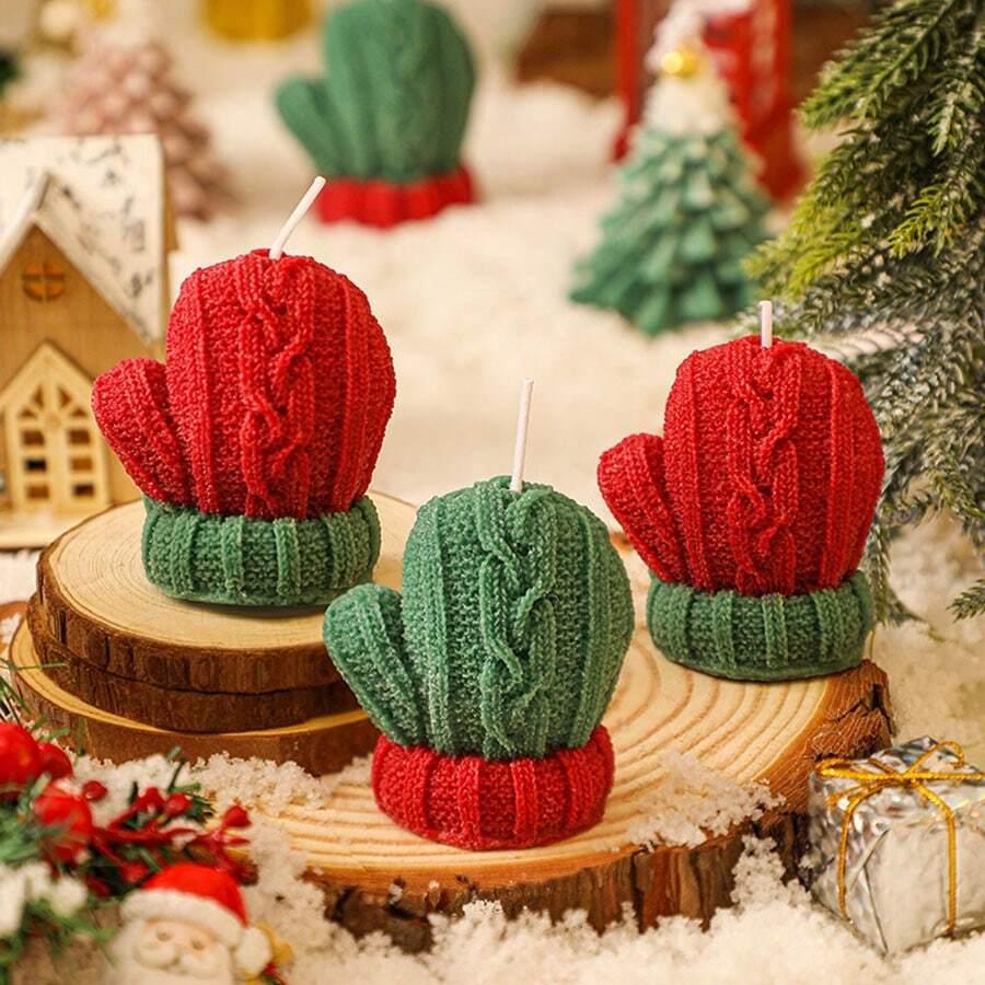 1/2pcs Christmas Woolen Gloves Shape Candle 3D Scented Candle Aromatherapy Soy Wax for Wedding Party Gift New Year Home Decor