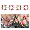48 Pcs Glittering Artificial Nails Snowflake False Nails Christmas Full Cover Stick On Nails Short Square Press On Nails