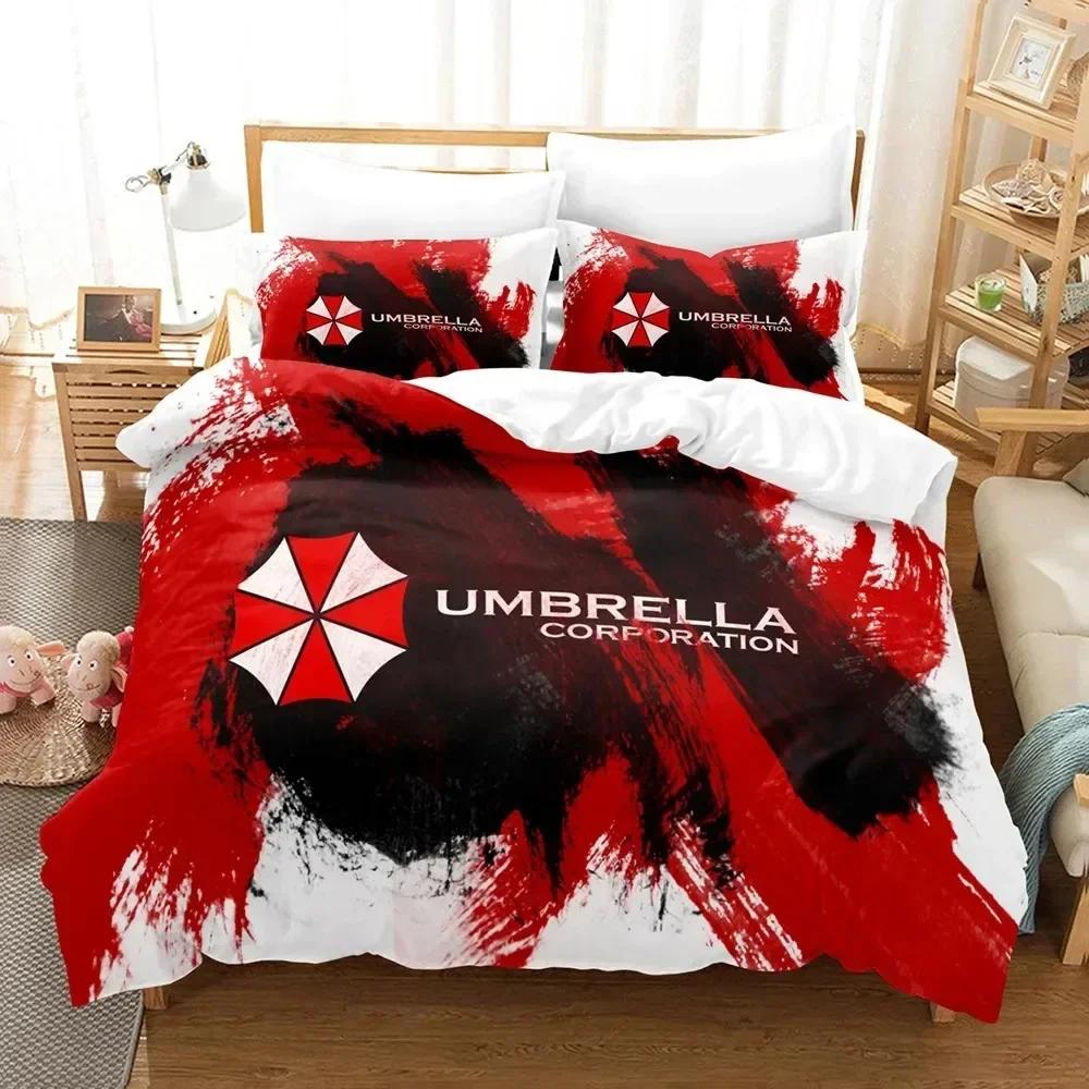 Bettwäsche-Set „Corporation Red Umbrella“ für Jungen und Mädchen, Einzel- und Doppelbettgröße, Bettbezug, Kissenbezug, Kinder- und Erwachsenenmode, Heimtextilien