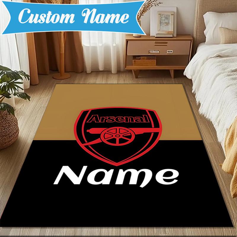 Custom Name Arse-nal Football Crest Rug Game Carpet, Floor Mat for Bedroom Living Room Entryway Rug, Home Decor Idea Gift for Christmas birthday