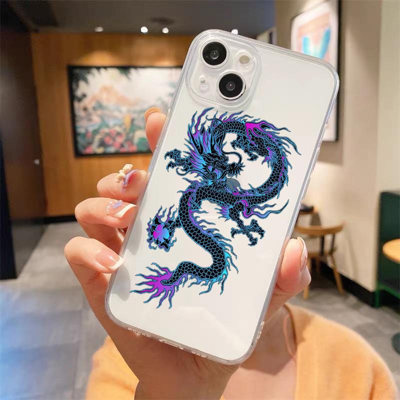 

Модний прозорий чохол для телефону Dragon для iPhone 14 13 11 12 Pro Max X XR XS 7 8 Plus SE М’який силіконовий чохол Luxury Coque Funda Capa iPhone XR