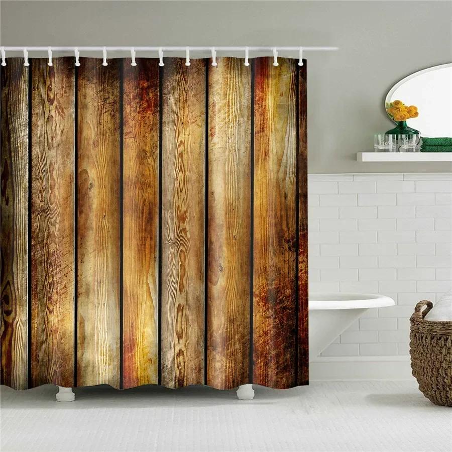 Plate-forme porte en bois style vintage, étagère murale, rideaux rideau chaud, tissu imperméable, polyester avec crochets, 3/4