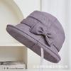 New rolled brim bow decorative temperament bucket hat women's summer literary and leisure sun protection sun hat