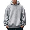 Men Hoodie Solid Color Sweatshirt with Hood Large Front Pocket Thickened Warm Pullover for Autumn Winter Street Sports Wear