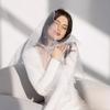 Elegant Pearls Embellished Tulle Scarf for Women Weddings Parties Bridal Mesh Veils Evening Dress Shawl Wraps Capes