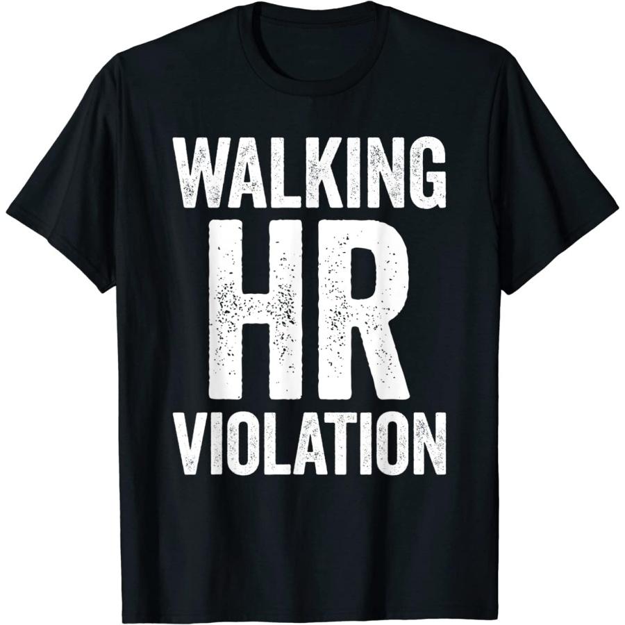 SZYAW Walking HR Violation Funny Meme T-Shirt (Black, XL) S