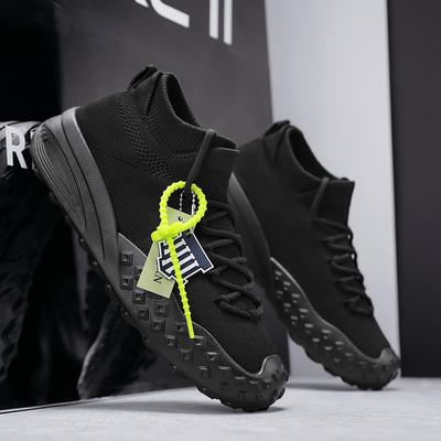 Pánské boty nové jarní prodyšné fly-woven síťované boty pánské ležérní univerzální lehké ponožkové sportovní trendy boty