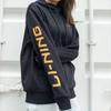 Li Ning Sports Fashion Collection Logo Print Fleece Lined Thermal Hooded Zippers Jacket Unisex New Standard Black AWDPD23-11