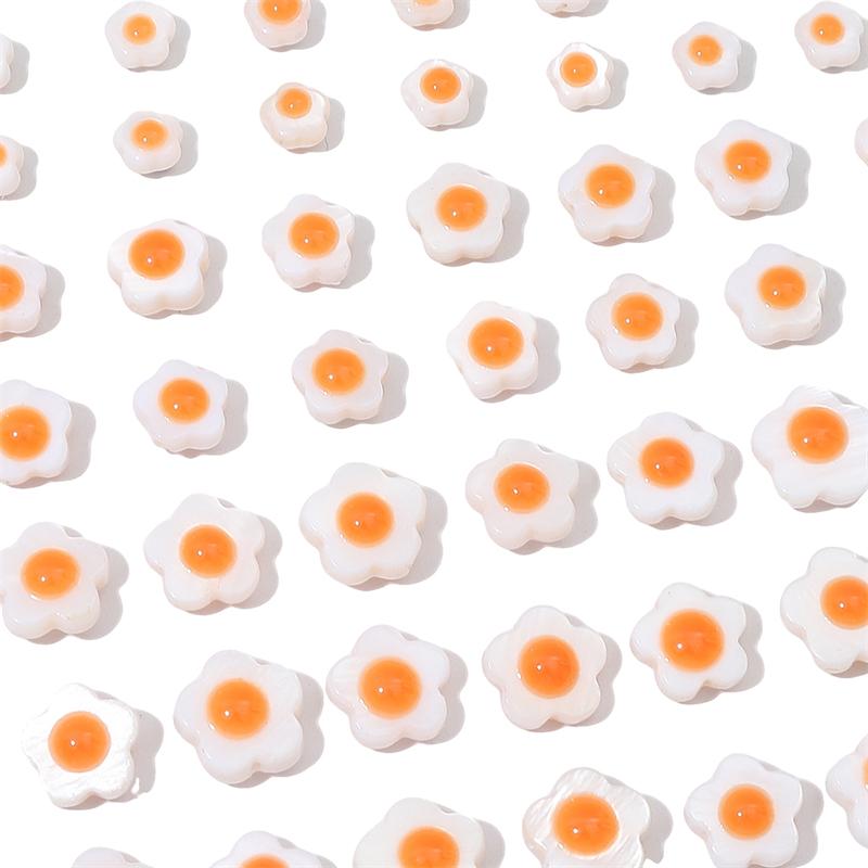 Natural Freshwater Shells Flowers Beads Double-Sided Egg Yolk for DIY Jewelry
