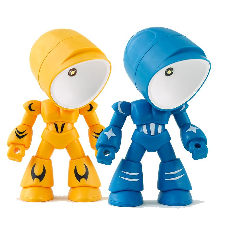 Kreative Cartoon DIY Kleine Nachtleuchte Mini Schreibtischdekoration Magnetische Tischlampe Roboter Held Krieg Polizei Geschenk für Freund