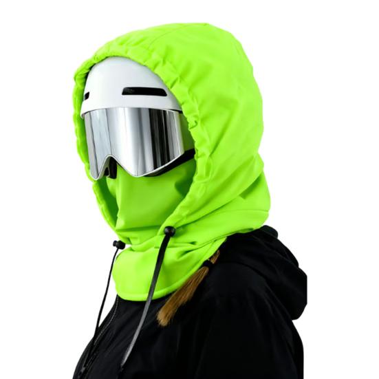 Yousheng Skiing Hat Waterproof 3-in-1 Thickened Fleece Lining Outdoor Riding Headgear Adjustable Drawstring Snowproof Thermal Hood