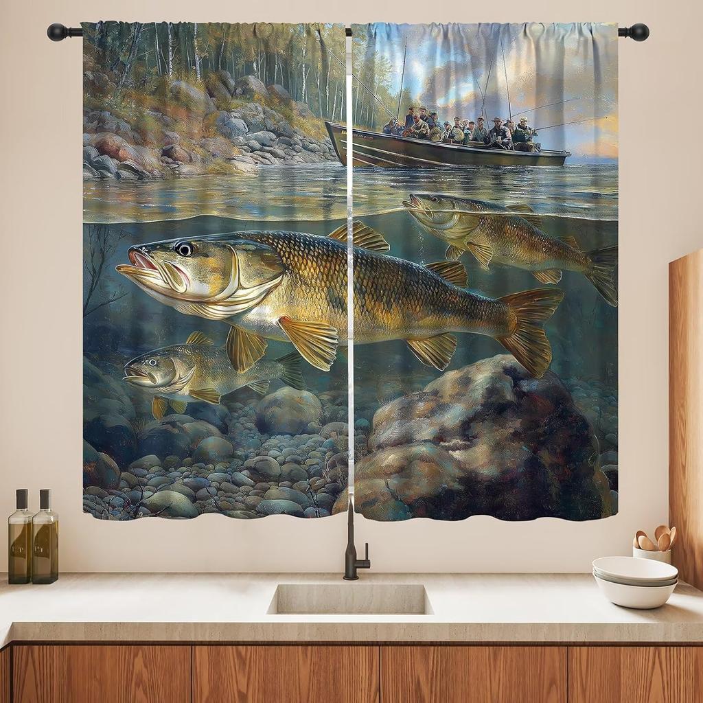 Blackout Wolf Curtains Retro Nature Wildlife Drapes Aurora Forest Wolves Animal Pattern Window Treatments Curtain Living Made Of Polyester Washable