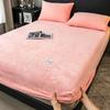 Yumuşak Sıcak Peluş Fitted Sheet Elastik Yatak Örtüsü Kabarık Mercan Polar Yatak Örtüsü Kış Çift Lüks Çift Kişilik Yatak Örtüsü