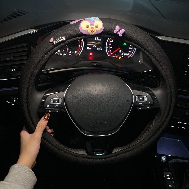 Universal Cute Mickey Cartoon Car Steering Wheel Cover Anti-Slip Breathable Summer Sweat Absorbing Steering Covers