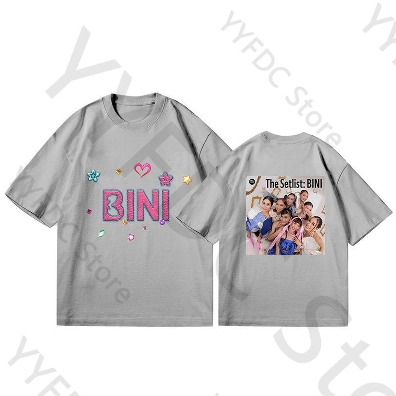 

BINI T Shirt Philippines Girl Group Fashion Letter Print Tshirt Unisex Women High Quality Summer Cotton Short Sleeve Tee Tops S