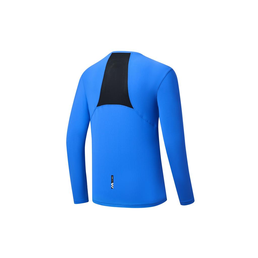 SAUCONY Solid Color Running Stretch Sweat-Wicking Crew Neck Pullover Knit Long Sleeve T-Shirt Men Tops Bright-Blue SC2230118A-BL02