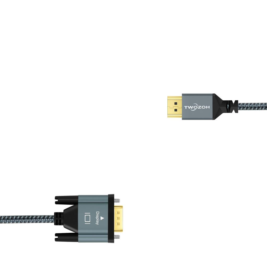 Twozoh HDMI zu VGA Kabel 5M Aluminiumlegierung Gehäuse Nylon Geflochten Vergoldet Unterstützung & 1080P/60HZ