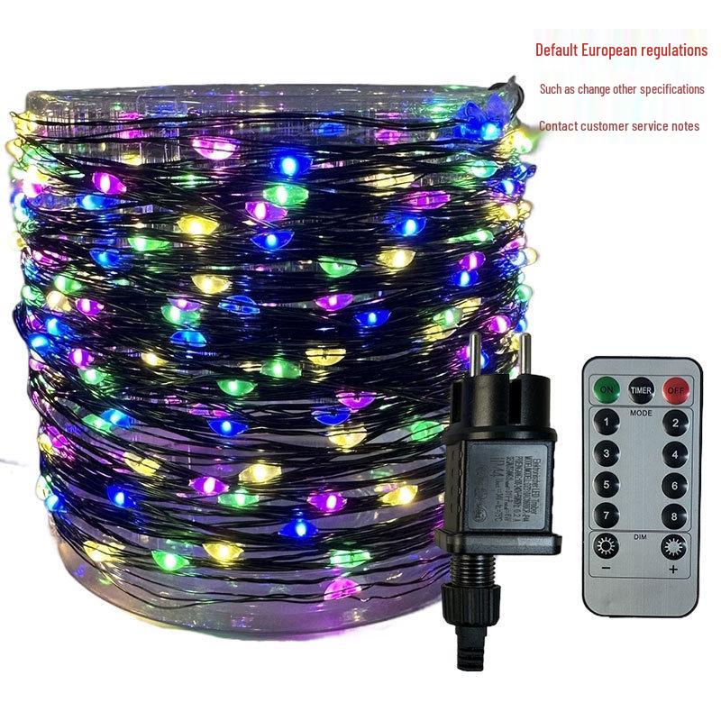 Outdoor Waterproof LED Star Christmas Fairy Lights - Copper Wire, Dark Green