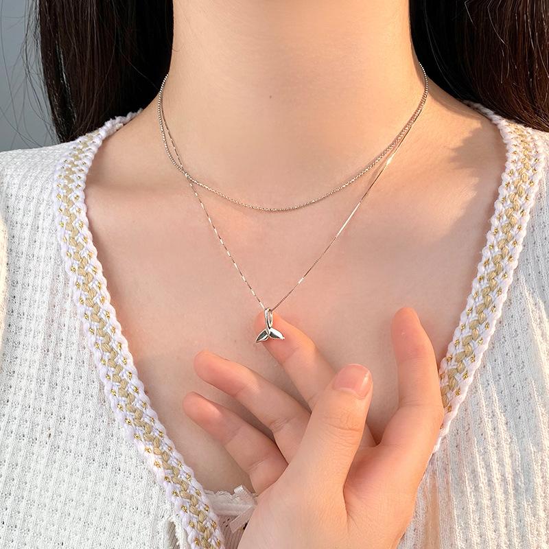 Exquisite Fishtail Double Layer Necklace for Female Minority Design Sense Summer Ocean New Versatile Neckchain