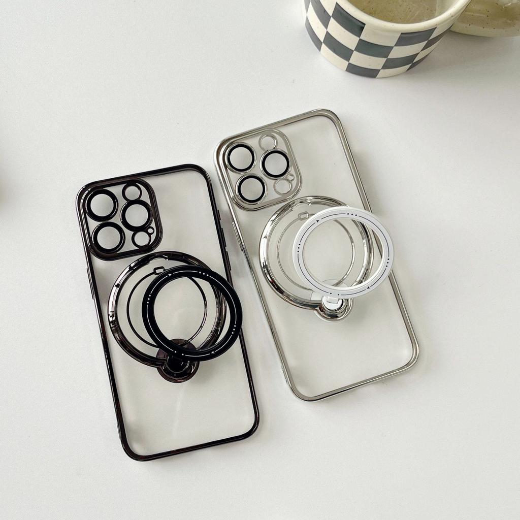 Magnetic Bracket for Apple 15 Mobile Phone Case Lens Film iPhone 13/14 ProMax Soft Shell Tide, Transparent Design