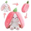 Strawberry Rabbit Bunny Stuffed Toy Bunny Stuffed Toy Deformable Hug Pillow Stuffed Toy Hug Pillow Cute Animal Carrot Bunny Stuffed Toy (18CM,