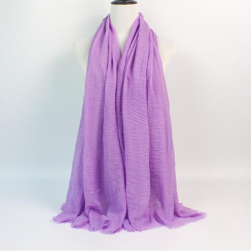Crinkled Rayon Scarf Shawl: Solid Color, Natural Wrinkle, Fringed, Beach Towel, Bride/Bridesmaid/Party Evening Dress Accessory.
