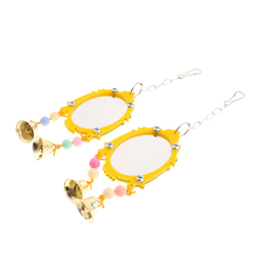 2Pcs / Set Pet Bird Mirror Toy Parrot Mirrors with Bell 1 uygun fiyatlı