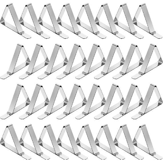 TriPole Tablecloth Clips 32 Pack Picnic Table Clips, Stainless Steel Table Cloth Holder Clips for Outdoor Tables, Metal Tables Cover Skirt Clamps for