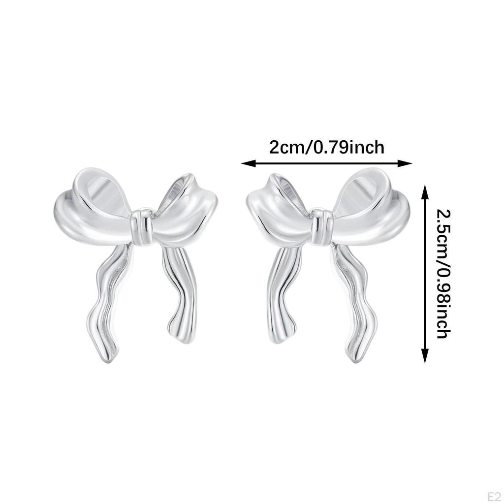 Bow Earrings for Women Versatile Fashion Studs Valentines Shopping Party