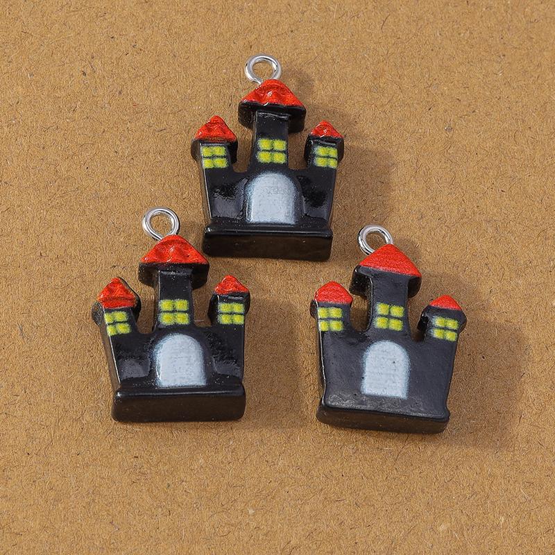 10pcs Cute Resin Halloween Charm Bat Ghost Pumpkin Pendants for Earrings Necklace DIY Bracelet Jewelry Making Accessories