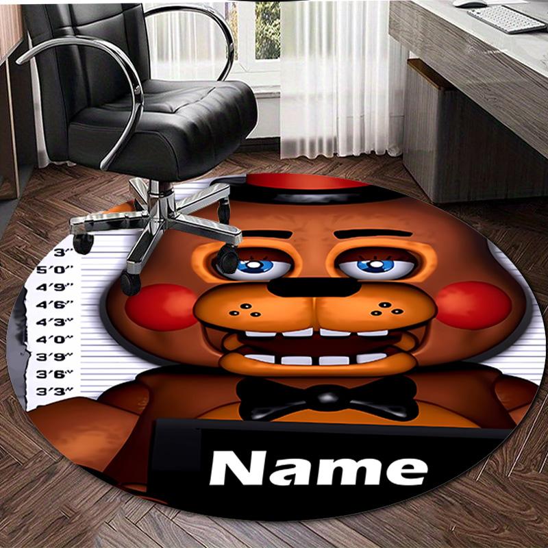Personalized F-Freddy bear Round Chair Office Rug - Perfect for Mat, Office Chair & More - Ideal Gift for Birthdays and Holidays