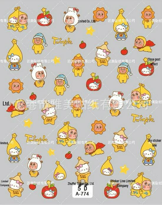 

5D Embossed 3D Star and Cartoon Nail Art Stickers