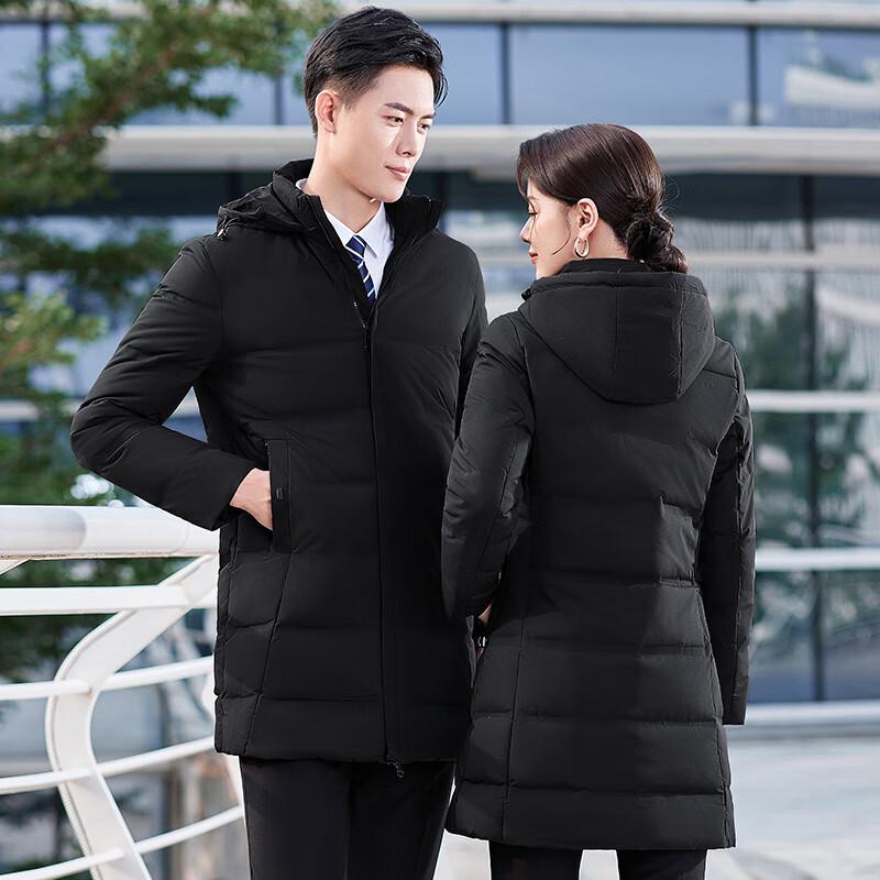 Telooman Unisex Mid-Length Hooded Down Jacket