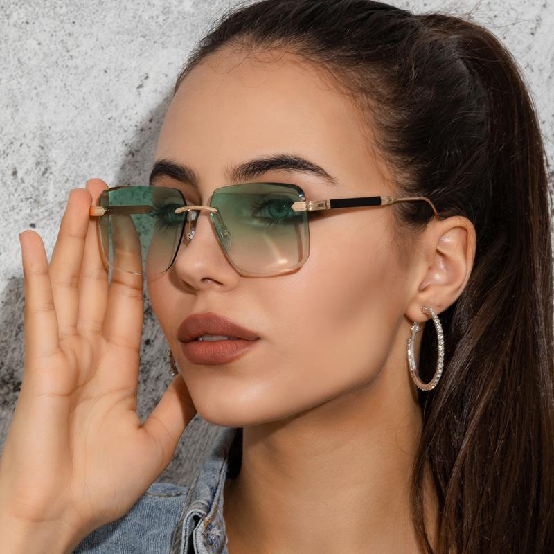 Rimless Square Sunglasses Women Men Luxury Design Retro Fashion Metal Sun Glasses Frameless Eyewear Vintage Summer Street Shades