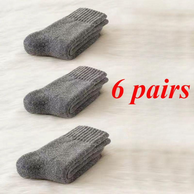 6 perechi de șosete calde de lână pentru bărbați de iarnă, groase, de înaltă calitate, Harajuku, retro, zăpadă, casual, de cașmir