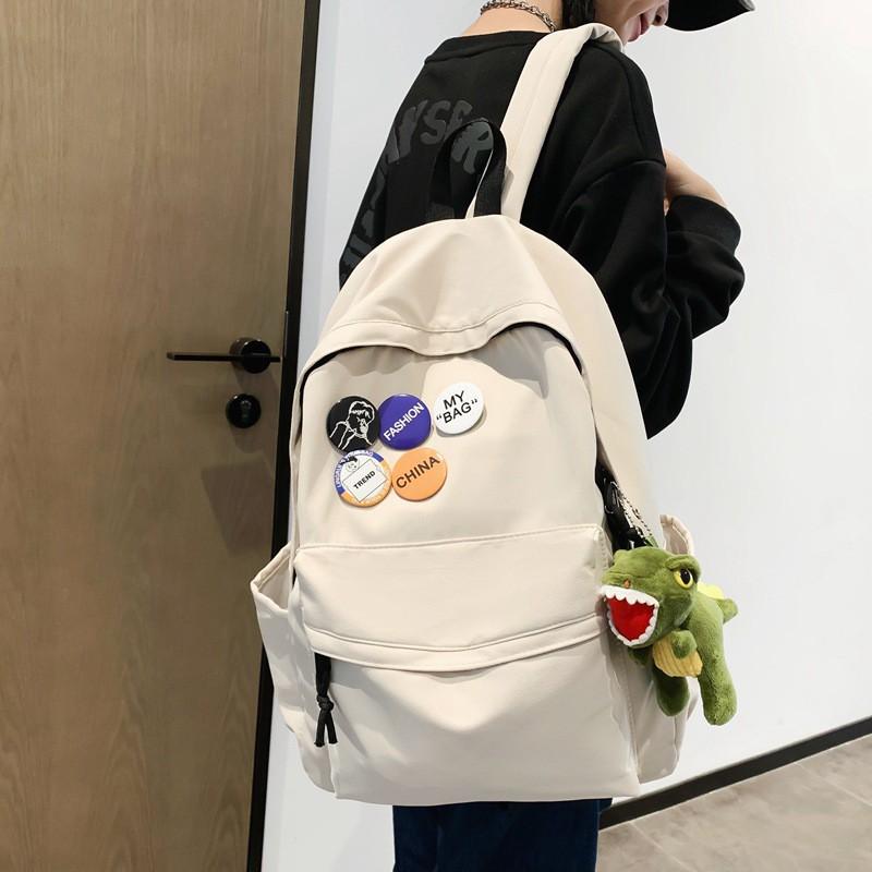 2024 New Korean Harajuku Ulzzang Middle School Students Schoolbag Simple Large-capacity Japanese Pure Color Campus Backpack