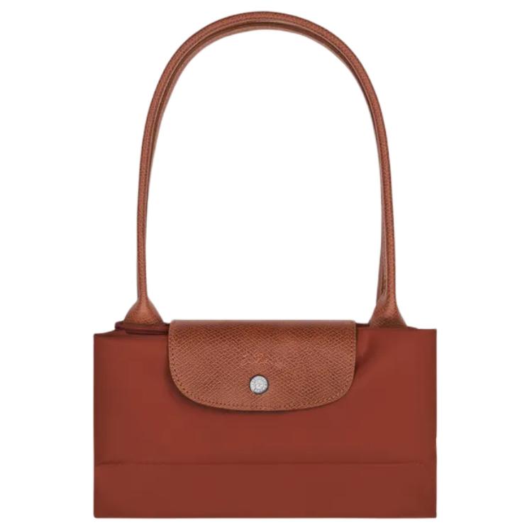 Longchamp Le Pliage Serie Silbernes Metallreißverschluss-Druckknopfverschluss Recyceltes Polyamid-Canvas Mit Leder Knödeltasche Tragetasche Schultertasche 1899919404