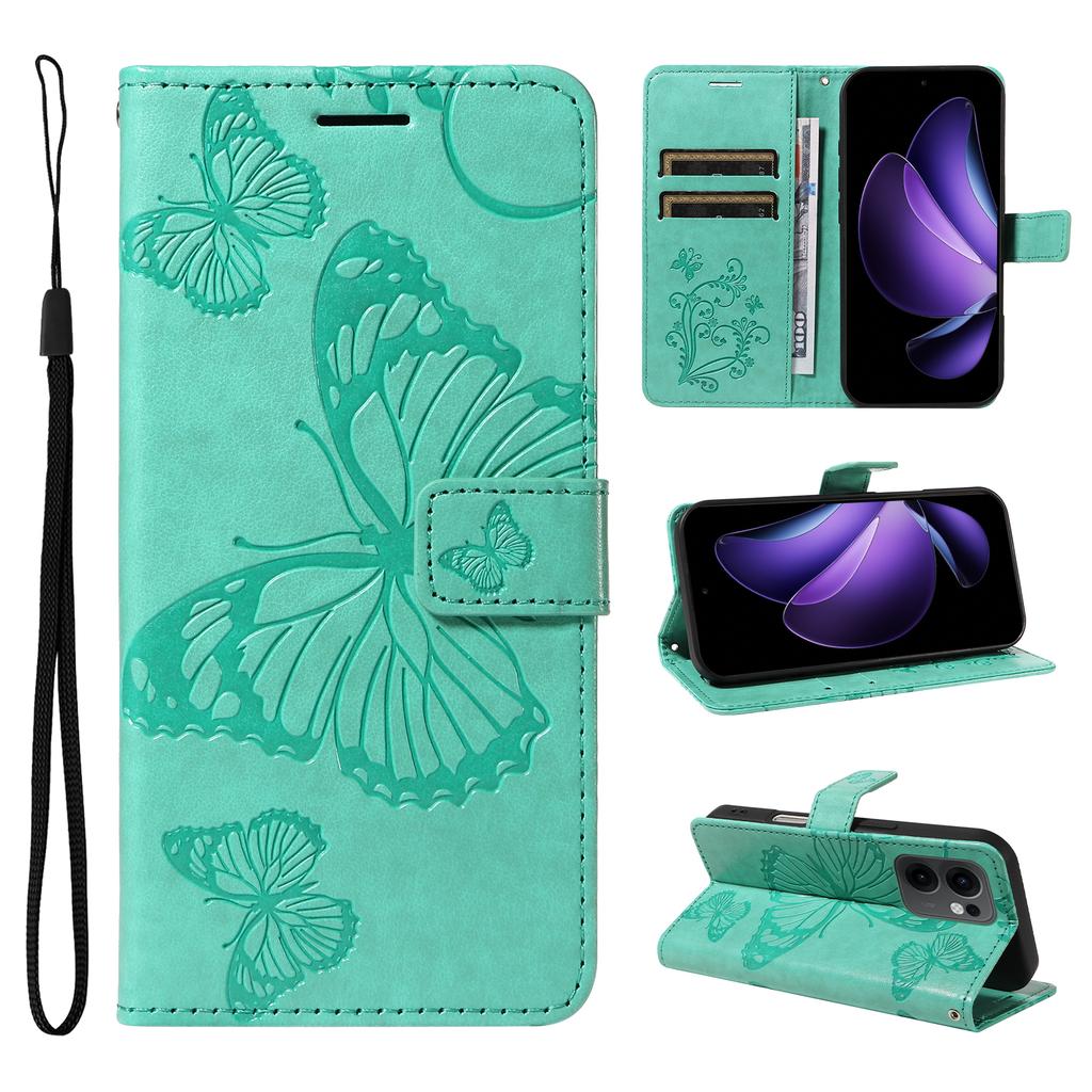For Oppo Reno13 F 5G Lommebokdeksel Blomst Sommerfugl Trykt Lær Telefondeksel Støtte
