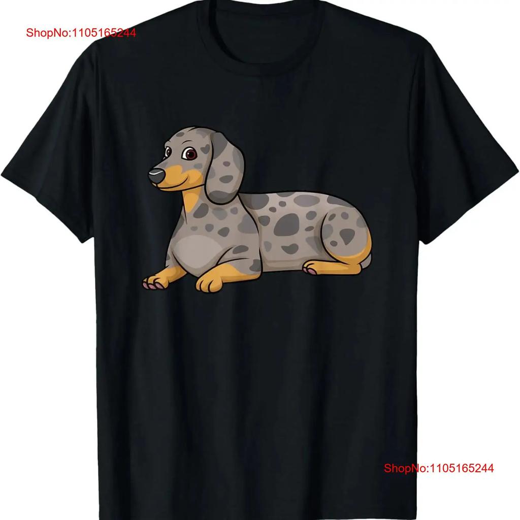 Dapple Dachshund Dog Lying Down Funny T Shirt Vintage Soft Graphic Stretched Fashion Top For Everyday Wear Casual Homme