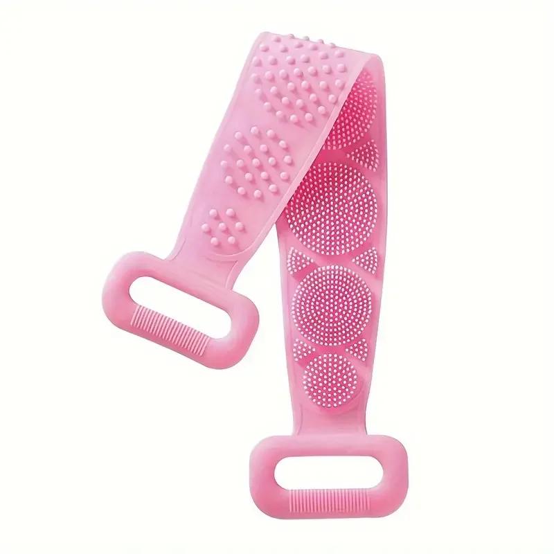 Shower Back Scrubber Silicone Exfoliating Body with Handle Bath Belt Body Scrub Body Massage Brush Cleaning Strap Bathing Tools