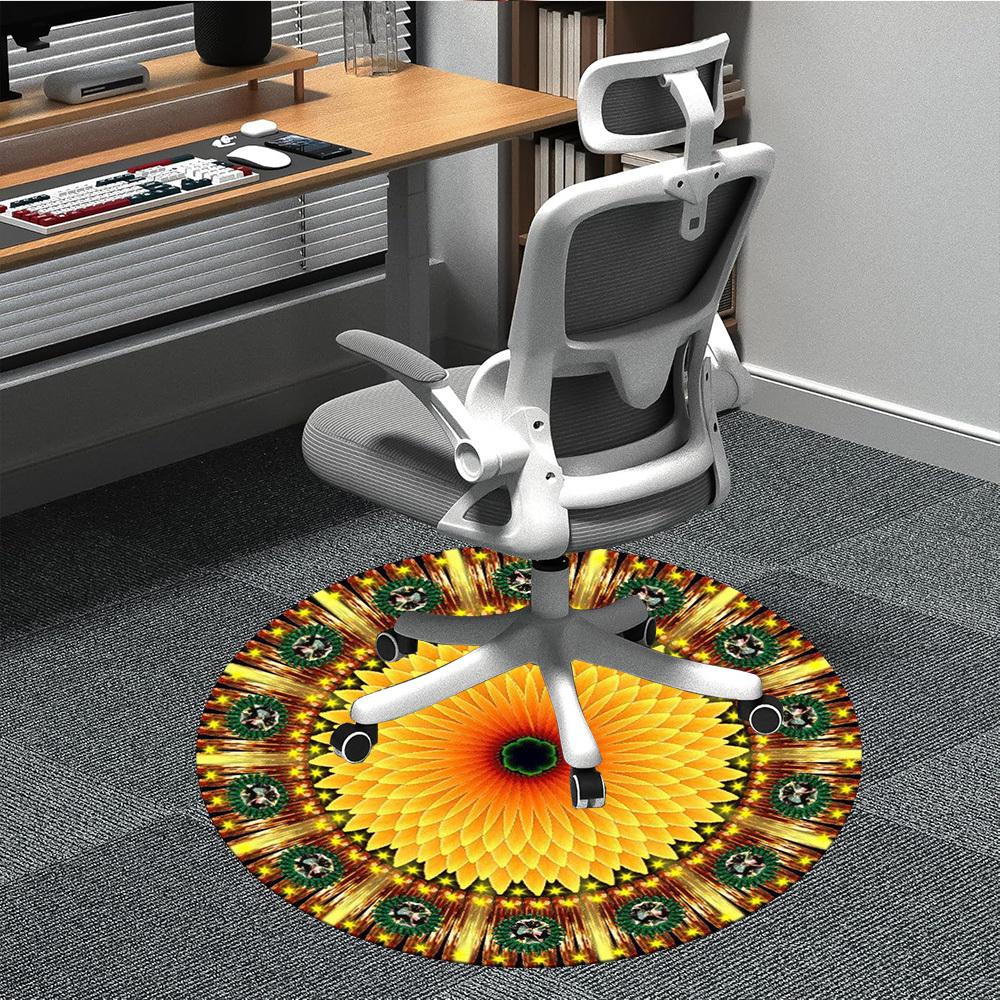 

1pc Sunflower Mandala Chair Carpet for Office Non-Slip Mat for Office - Decorative Floor Mat yy251030247 80cm by 80cm