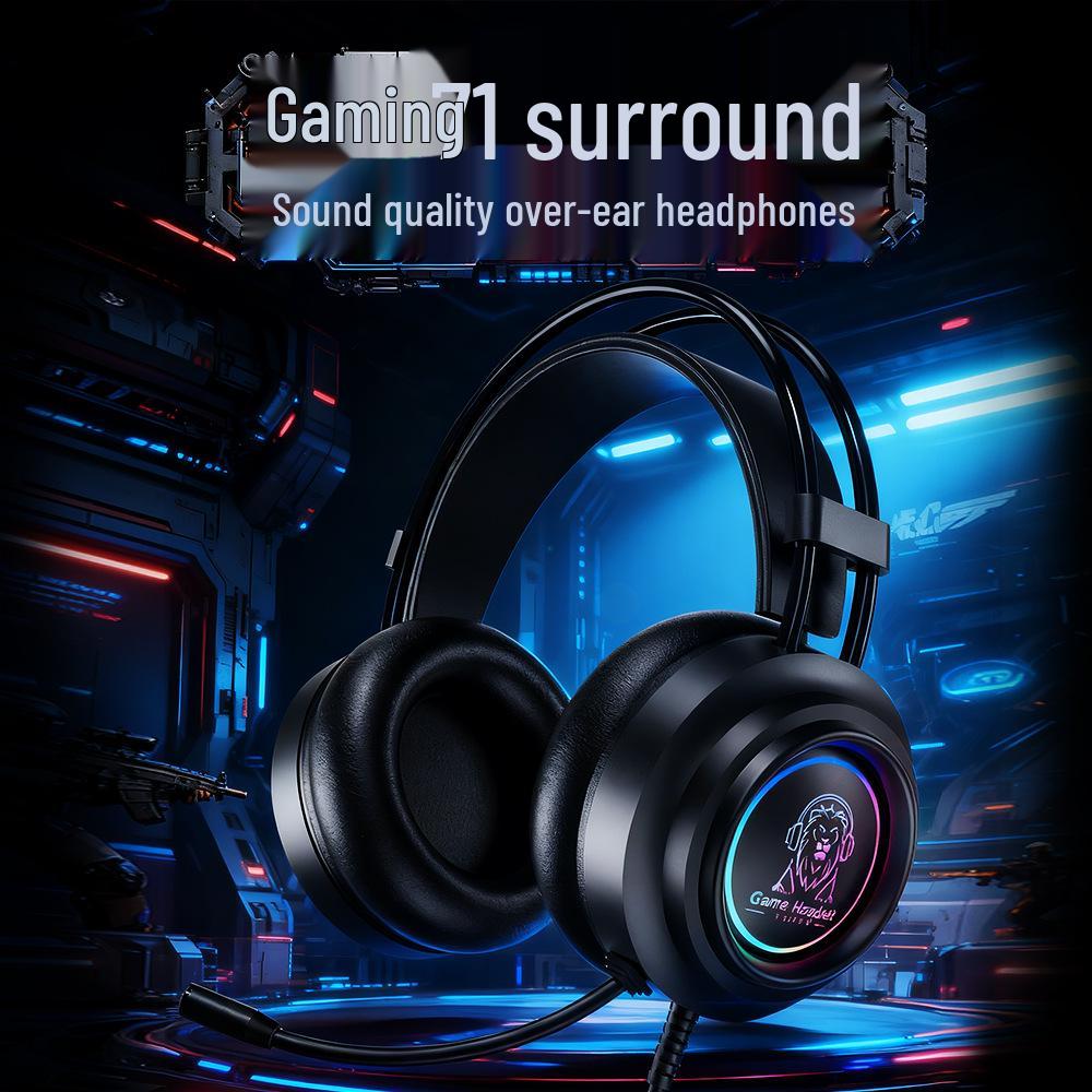 T907 Over-Ear Wired 7.1 Channel Gaming Headset with Microphone for Desktop Computers